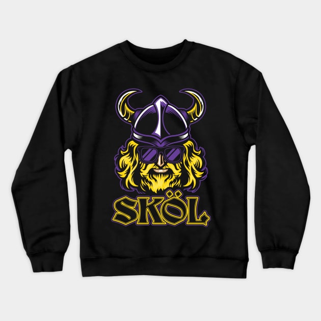 Skol Vikings Nordic Scandinavian Helmet Crewneck Sweatshirt by aneisha